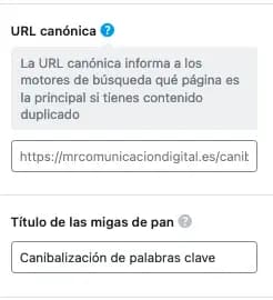 La canibalización de palabras clave en el SEO: Qué es y cómo solucionarla 2 captura Rank Math, canibalización de palabras clave